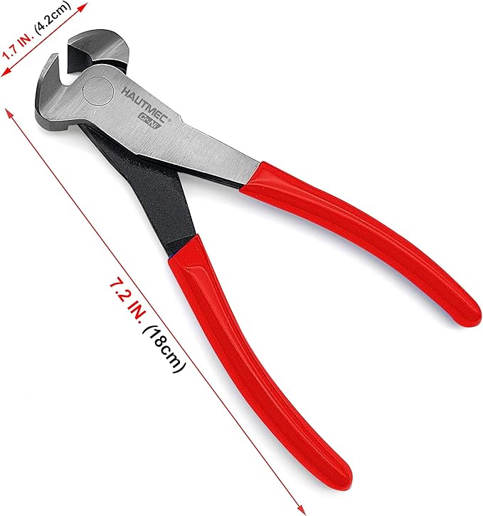 HAUTMEC 7 Inch Nail Puller Pliers Tool, CR-Ni Steel End Cutting Pliers with Non-Slip Grip, Nail Remover Tool with Polished Finish, End Cutting Nippers Tool for Pulling Nails and Wires HT0158-CP