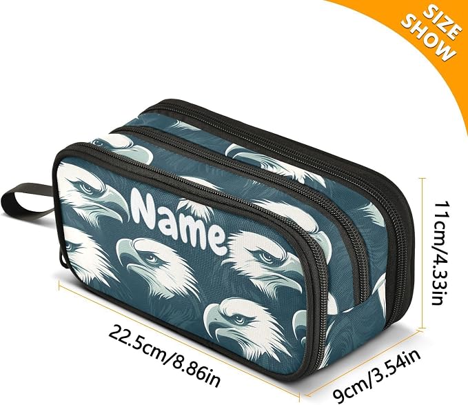 Custom Eagles Head Pencil Case Box Boys Girls Personalized Name Large Pencil - Image 7