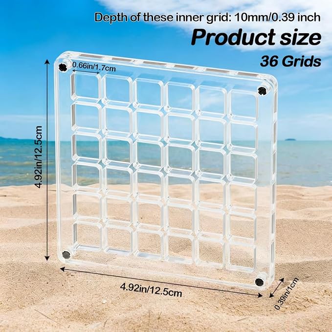 Artlunar 36 Grids Acrylic Display Box, Approx. 12 x 12 cm Clear Magnetic Shadow - Image 2