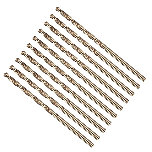 Drill Bit, #38 Cutting Diameter, 4341 HSS Gold Finish 118° Cutting Angle Number Jobber Bits - (Applications: for Drilling Soft Metal Plastic Wood), 10-Pieces