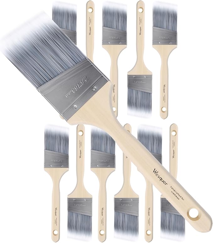 Wesquer - 2.5 Inch Paint Brushes 12 Pack Angled Stain Paint Brush by WesquerTools