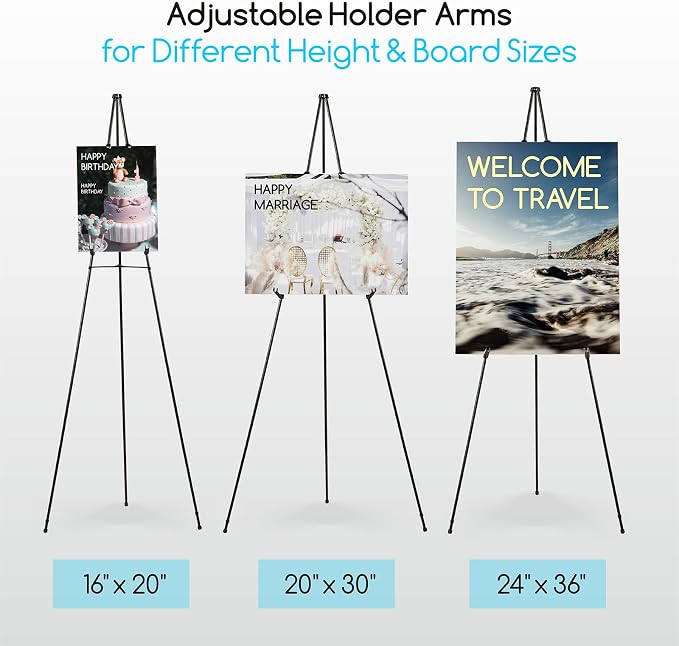 MEEDEN 2 Pcs Easel Stand for Painting and Display: 63" Art Metal Easel Sign - Image 4