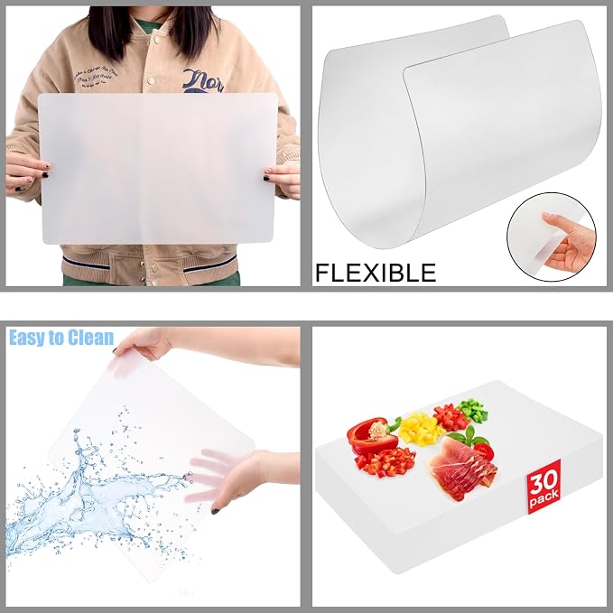 ZENFUN 30 Pack Plastic Cutting Board Mats, Flexible Clear Cutting Mats 17 x 11 - Image 6