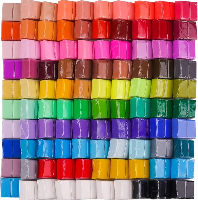 Tomorotec 100PCS Polymer Clay Value Pack 82 Colors in Bulk Small Blocks Starter by Tomorotec