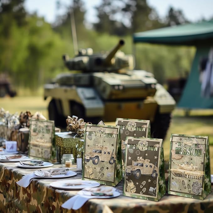 Army Party Favor Bags – 24 Pcs Camouflage Gift Bags - Image 6