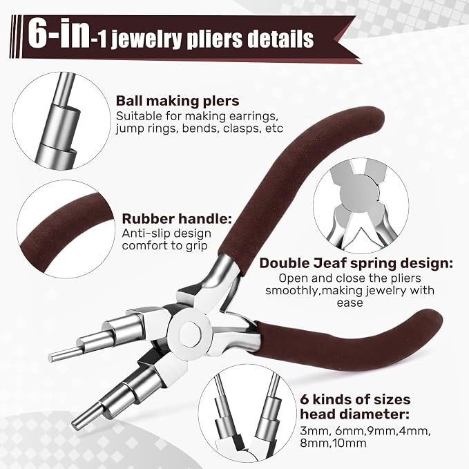 Mudder 2 Pieces Jewelry Making Tool Bail Making Pliers 6 in 1 Jewelry Wire - Image 3