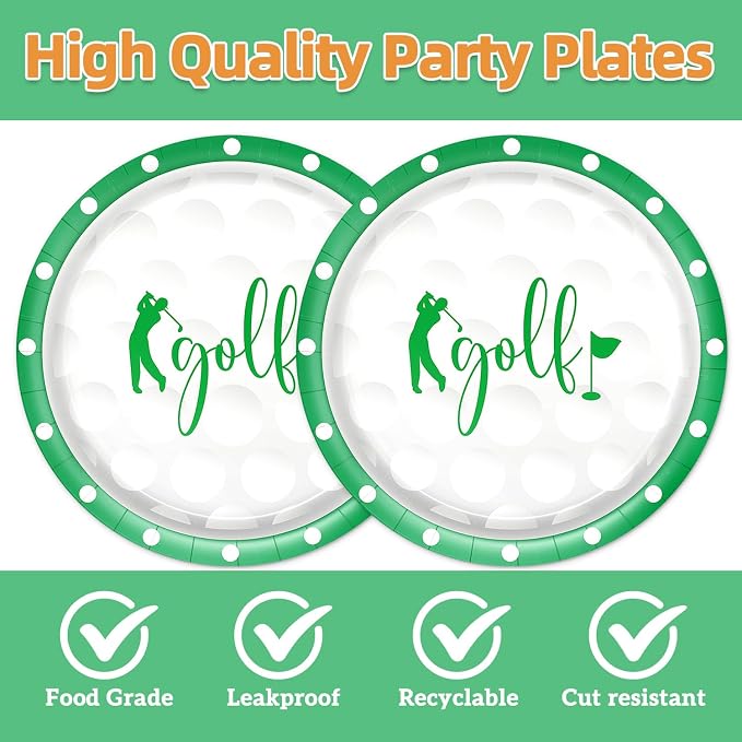 40Pcs Golf Birthday Party Decorations Green Birthday Plates and Napkins - Image 4