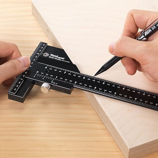 Scriber Gauge 8 Inch – Precision Marking & Measuring Tool for Woodworking, Layout, Joinery, Thickness, DIY – CNC Aluminum Layout Ruler (New Version)