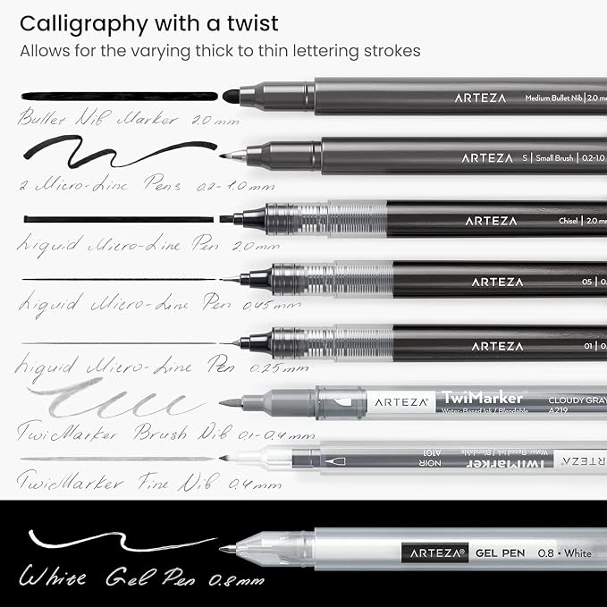 ARTEZA Hand Lettering Pens Set of 12 – Calligraphy and Brush Pens - Image 6