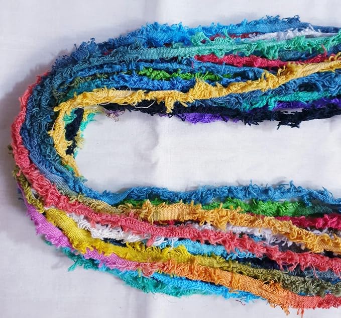 20-Piece Bright Cotton Yarn Strips 1 Yard Colorful Frayed Fabric Ribbon - Image 7