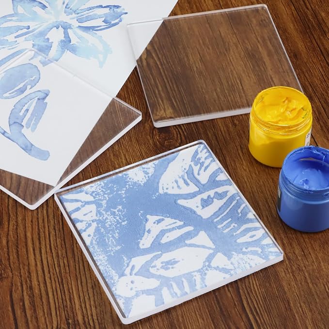 QWORK 6x6 Inch Gel Printing Plates 12 Pack, Reusable Monoprinting Plates - Image 3