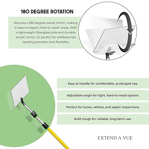 Flex Vue Inspection Mirror with Threaded Adapter, 6 inch x 6 inch - 2 Pack