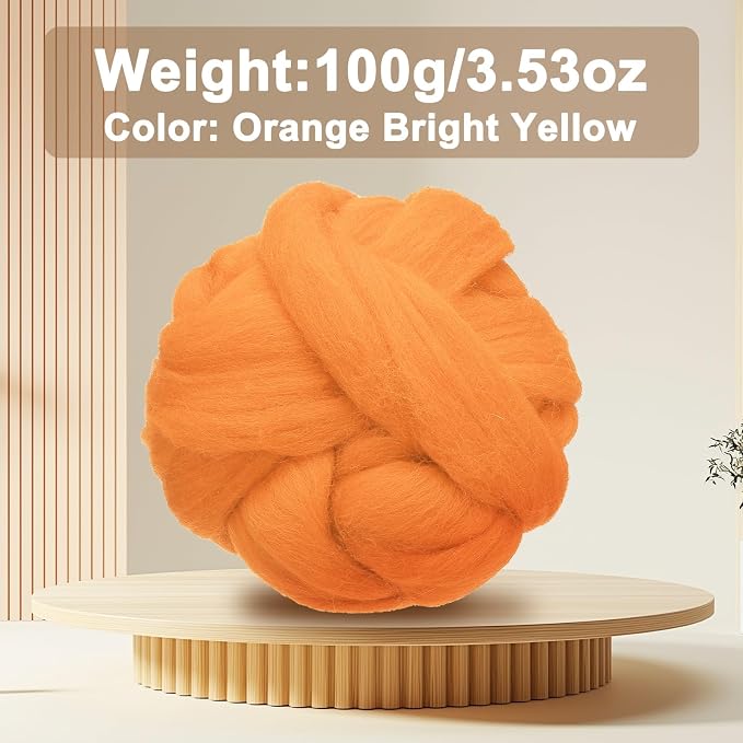 uxcell 3.53oz Wool Roving Yarn, Needle Felting Wool Fiber DIY Craft Needle Wet - Image 2