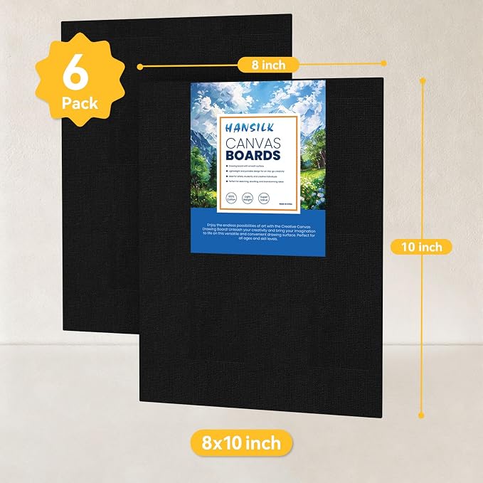 Black Canvases for Painting pk 8 * 10 Pre Primed 100% Cotton White Blank Canvas - Image 2