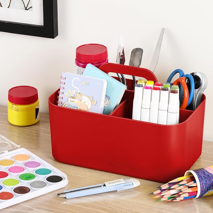 Multiuse Caddy Organizer with Handle, Portable Divided Plastic Tote Bin - Image 4