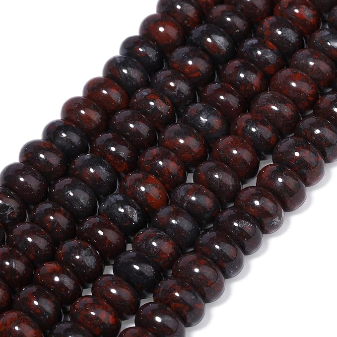 Songxi 5x8mm Natural Deep Red Stone Rondelle Beads, Gemstone - Image 3