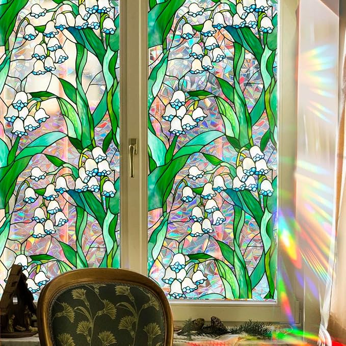 JOONOR Retro Lily of The Valley Window Privacy Film, Stained Glass Decals - Image 5