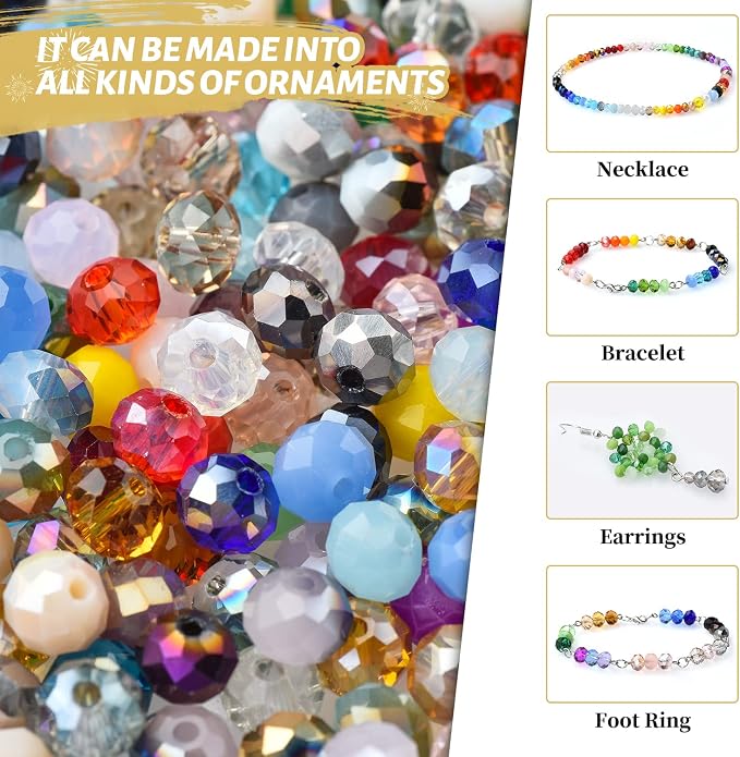 Mixed 4/6/8mm Round Rondelle Beads 1000pcs Lampwork Briolette Glass Crystal - Image 4