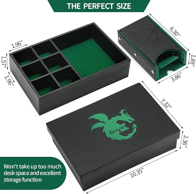 Grajar 3 in 1 Dice Tray with Lid, Portable Dice Box Storage, D&D RPG MTG Table - Image 4