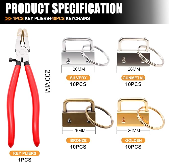 mankk 40PCS 1 inch Key Fob Hardware Set - Image 2