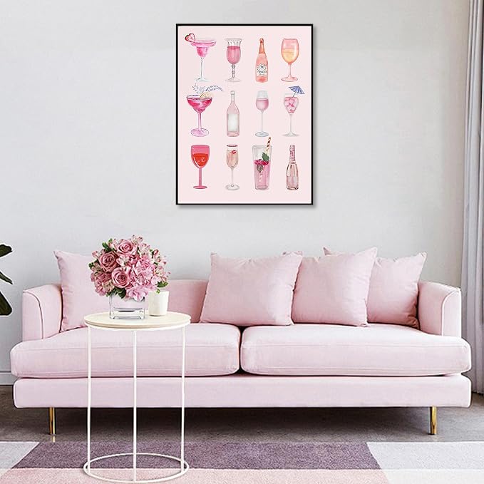 Pink Cocktail Diamond Art Kits for Adults, 5D DIY Coquette Diamond Painting - Image 5