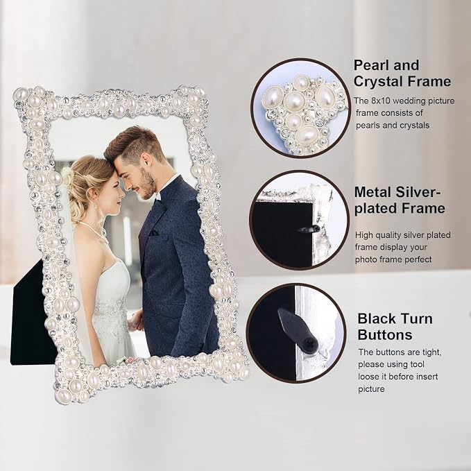 DIKAR 4x6 Picture Frame with Rhinestones and Pearls - Image 5
