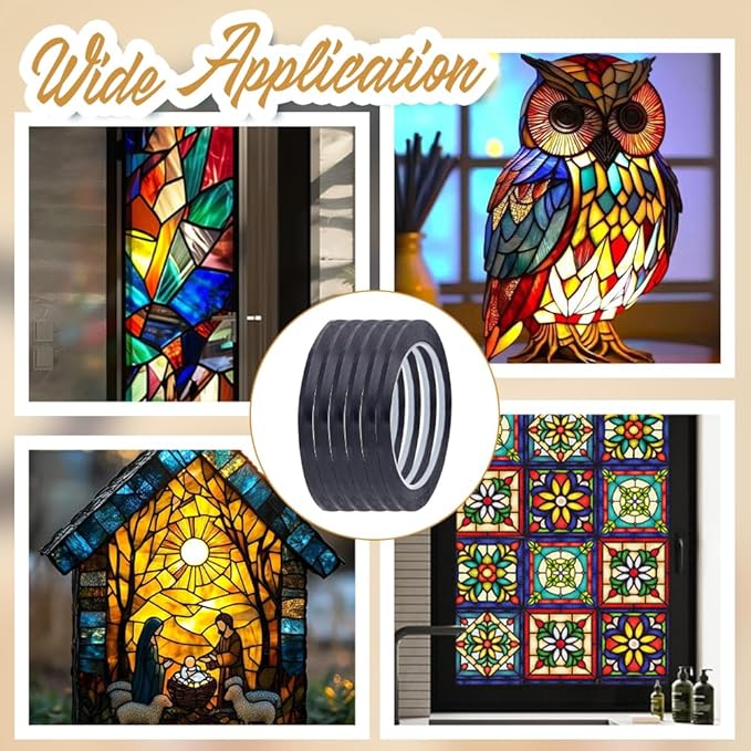 HOBBIESAY 1296 FT 6 Rolls 3mm PET Stained Glass Lead Lines Thin Stained Glass - Image 5