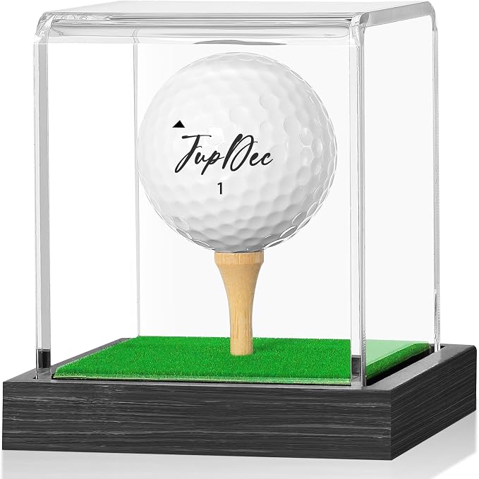 JupDec Golf Ball Display Case Clear Acrylic Memorabilia Stand Cube Holder by JupDec