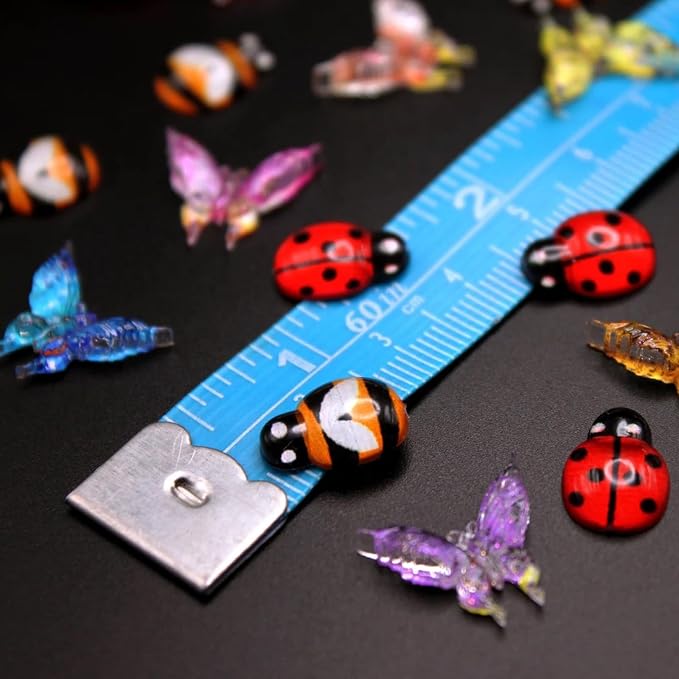 Miniature Micro Resin Ladybug Butterfly Bee Set, Dollhouse Miniature Flatback - Image 8