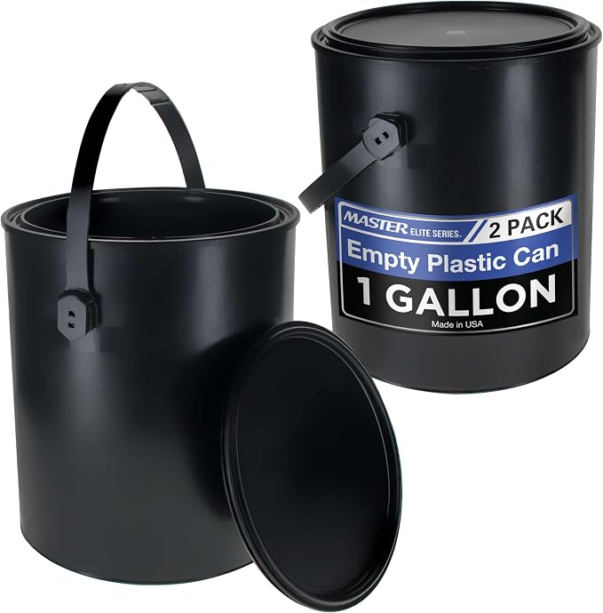 Master Elite 1 Gallon Empty Plastic Paint Can Bucket, 128 fl. oz. All-Plastic by MasterAirbrush