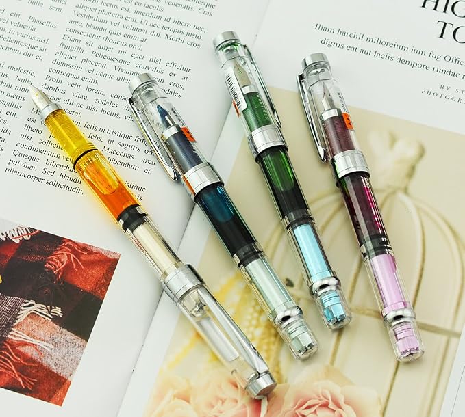 Lanxivi Yongsheng 3008 Piston Fountain Pen EF Extra Fine Nib, Transparent - Image 4