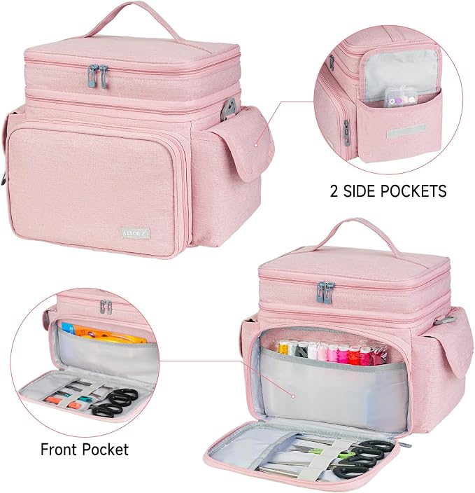 LEFOR·Z Sewing Supplies Organizer, Double-Layer Sewing Accessories Storage Bag - Image 4