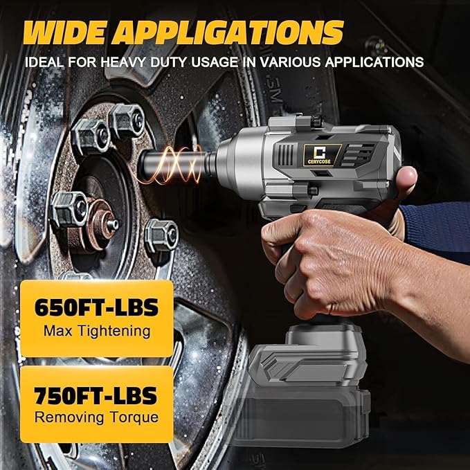 Cordless impact Wrench 1/2 inch for Dewalt Battery, 750FT-LBS (1000N.m) Brushless Electric Impact Gun Includes LED Work Light with 6 Sockets, High Torque Impact Driver, Bare Tool Only
