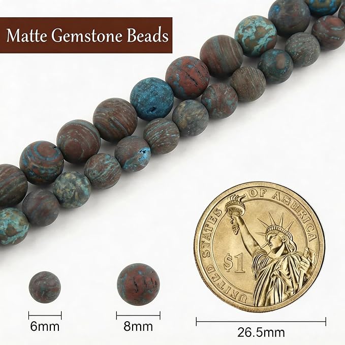 6mm Blue Pattern Jasper Bead, 15-Inch Matte Round Loose Stone Beads - Image 3