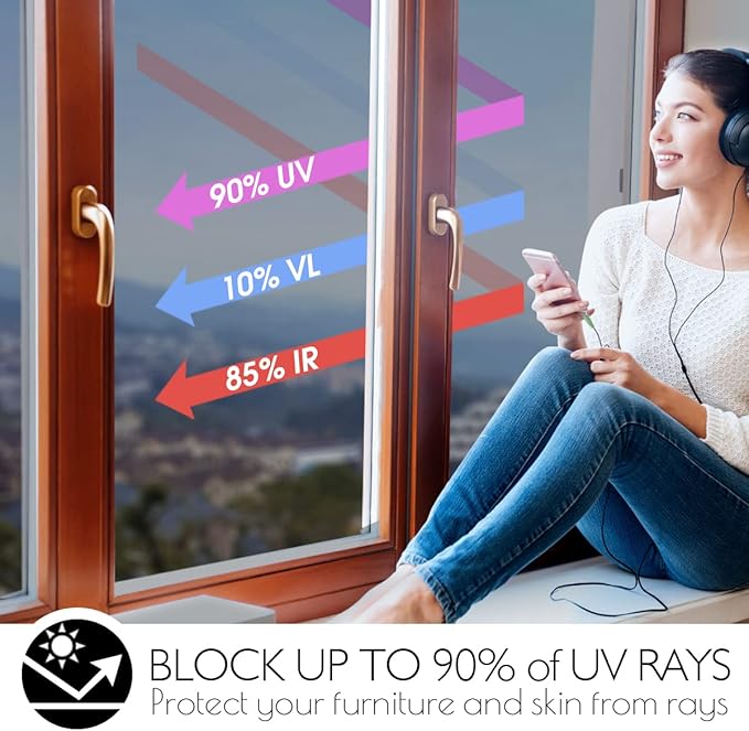 HIDBEA One Way Privacy Window Film, Daytime Mirror Reflective Heat Control UV - Image 2