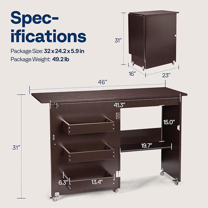 VIVOHOME Folding Sewing Table for Sewing Machine, Sewing Desk - Image 6