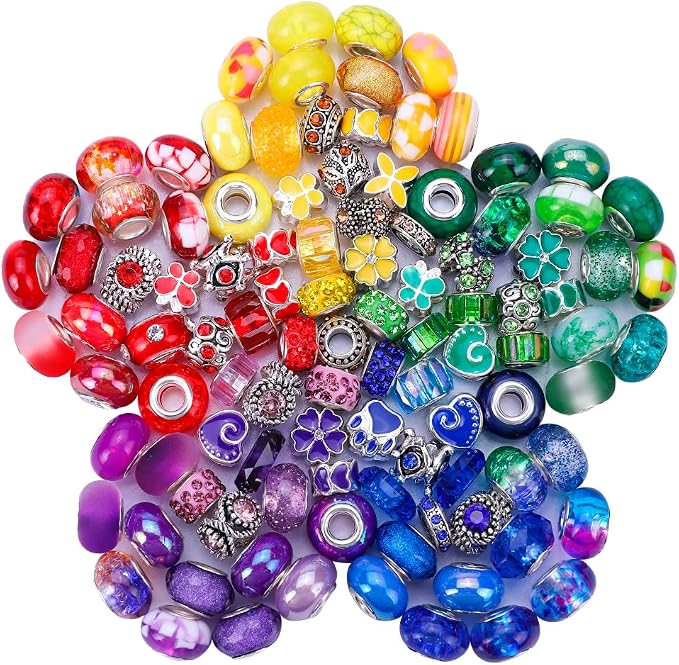 European Large Hole Spacer Charm Beads by VICTLOV
