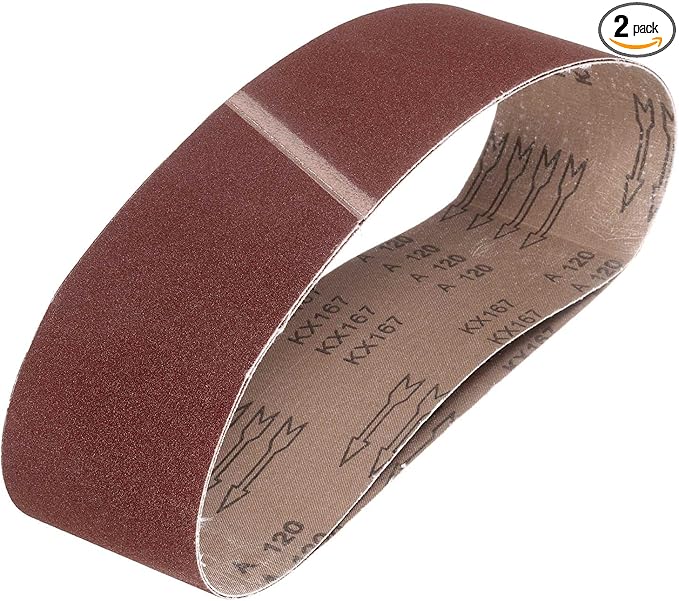HARFINGTON 4 x 36 Inch Sanding Belts, 2 Pcs 120 Grits Aluminum Oxide Abrasive Belt Sander File Belt for Woodworking, Metal Polishing, Knife Sharpener