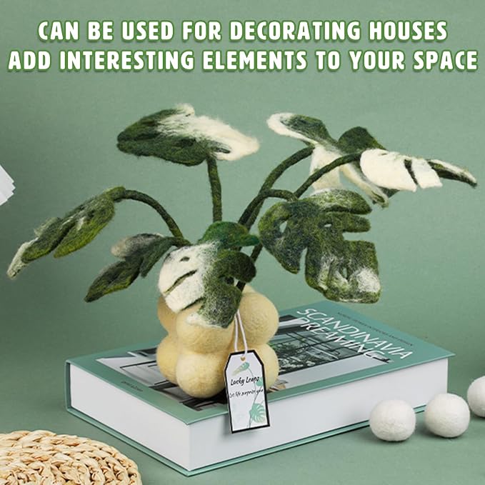 OEHPICC Needle Felting Kit for Beginners, Monstera Potted Plant Felt Kit | Wool - Image 7