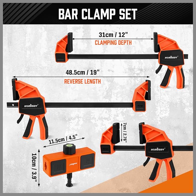 HORUDSY 3-Pack 12-Inch Bar Clamps Set - Image 9