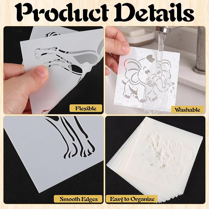 60 Pieces Animal Stencils for Painting, 3 & 5 Inch Reusable 60 Animal Designs - Image 3