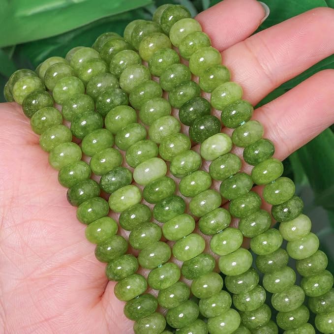 Songxi 5x8mm Natural Olivine Stone Rondelle Beads, Gemstone - Image 2