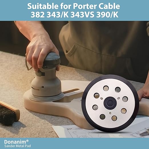 5 Inch 8 Hole Hook and Loop Metal Orbital Sander Pad Compatible with Makita BO5010 BO5030 BO5031 BO5041 XOB01Z Random Orbital Sander, 3 Screw Holes Sanders Replacement Pad Part for 743081-8 743051-7