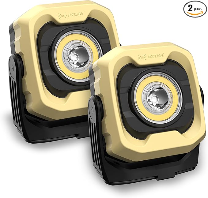 Magnetic Work Light, 1200LM Magnetic Light with IPX4 Waterproof, 4000mAh Battery Led Work Light, Camping Light for Car Repair, Camping, Emergency (2 Pack)