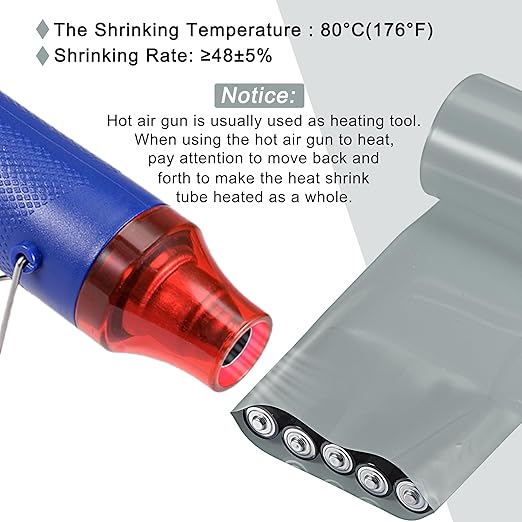 MECCANIXITY Battery Wrap PVC Heat Shrink Tubing 32mm Dia 50mm Flat 20 Feet(6meters) Silver Gray Good Insulation for Battery Pack