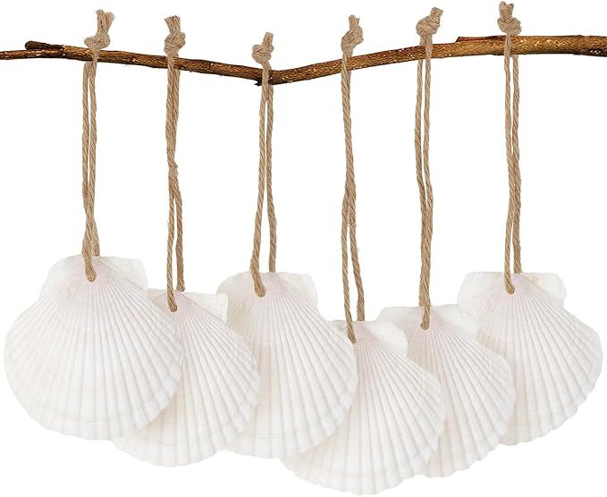 16PCS Natural Sea Shells 2.5"-3.5" Perforation Scallop Shells by SINKOO