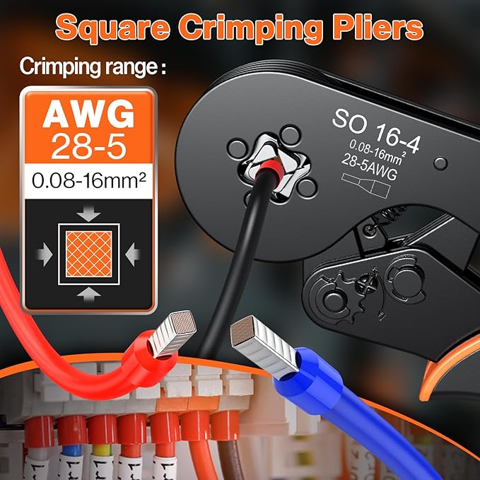 Preciva Ferrule Crimping Tool Kit with 1500PCS Wire Connectors, Ratchet Jaw Wire Crimping Pliers for AWG 28-5 Cable connectors