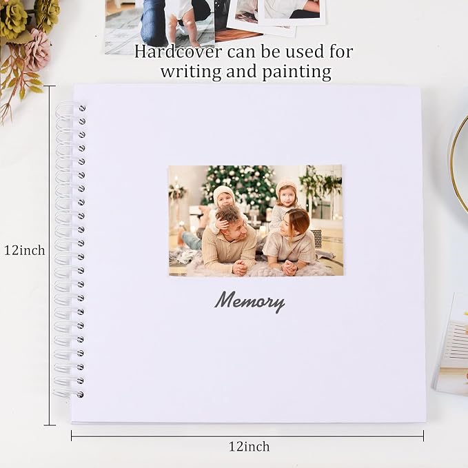 RECUTMS 12 x 12 Inch Scrapbook 60 Page Kraft Paper DIY Wedding Album White | - Image 3