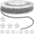 Jishi 33ft Necklace Extender Chain 3mm Silver Stainless Steel Curb Link Chain by Jishi