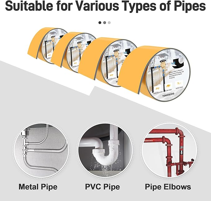 Pipe Insulation Tape, Foam Insulation Tape for Outdoor Pipes Winter Freeze Protection, Foam Pipe Insulation Wrap, Heat Tape for Water Pipes, Copper Pipes, PVC, AC Line, 3in x 15ft, Grey